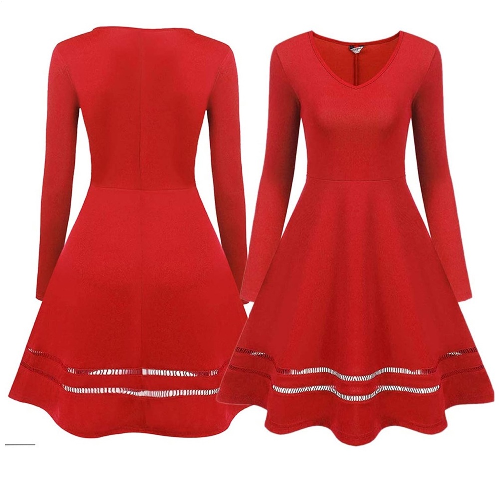Red long sleeve dress